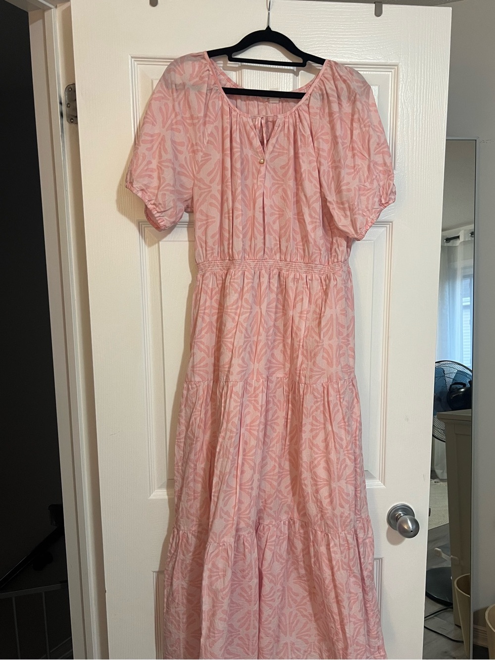 Joe Fresh Pink Floral Maxi Dress with Puff Sleeves